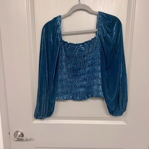 Anthropologie Puff Sleeve Velvet Top